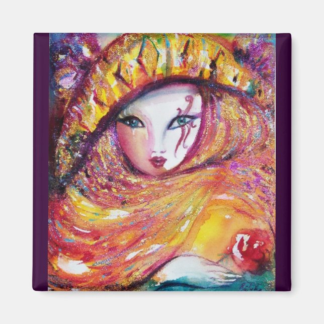 Íman MÁSCARA EM AMARELO / Mascarada Veneza (Frente)