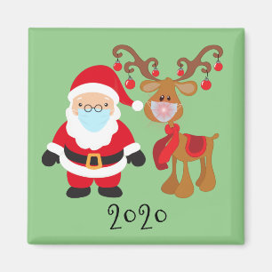 Íman Máscara engraçada do Papai Noel Rudolph 2020