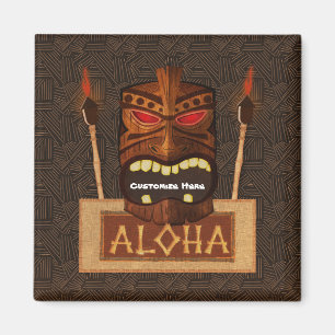 Íman Máscara Tiki de Madeira Vintage Retro ALOHA Havaia