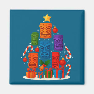 Íman Máscara Tiki Luau Árvore de Natal Havaiano Chapéu 