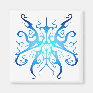 Íman Máscara Tribal Azul Elegante Design Abstrato