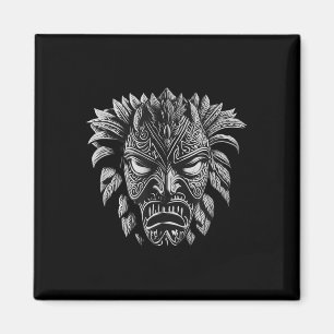 Íman Máscara Tribal, Design Branco E Preto, Guerra Poli