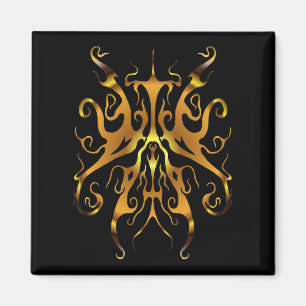 Íman Máscara Tribal Dourada Elegante Design Abstrato