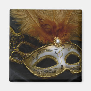 Íman Mascarada Venetian da máscara do carnaval Dourado