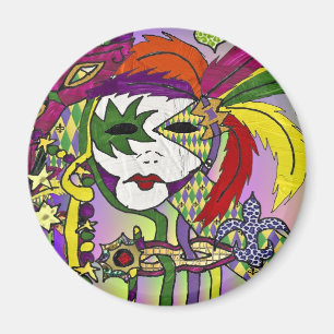 Íman Máscaras de Penas do Mardi Gras Psicodélico Presen