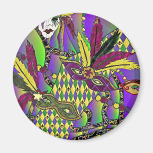 Íman Máscaras de Penas do Mardi Gras Psicodélico Presen