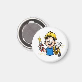 Íman Mascote Eletricista Energético Relâmpago Arte de D