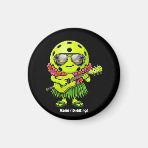Íman Mascote Havaiano Engraçado de Pickleball Gráfico d