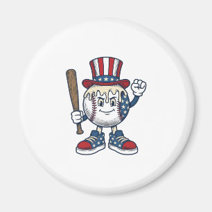 Íman Mascote Patriótico de Beisebol Design de Gravura V