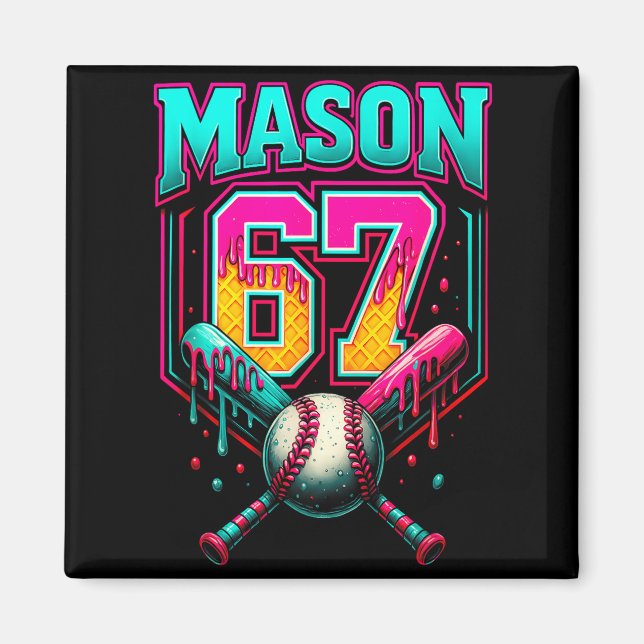 Íman Mason 67 Funny Ice Cream Drip Baseball Ice Cream D (Frente)