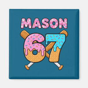 Íman Mason 67 meme de sorvete engraçado seis sete mason
