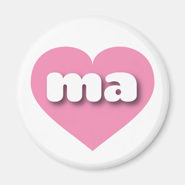 Íman Massachusetts Pink Heart - Eu amo mães (Frente)