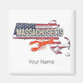 Íman Massachusetts United States Retro Map Vintage EUA