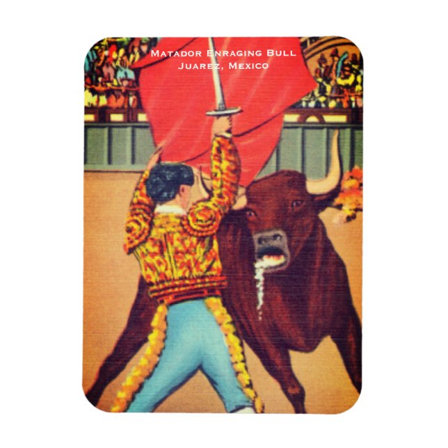 Íman Matador Antigo com Cape e Touro, Juarez, México (Vertical)