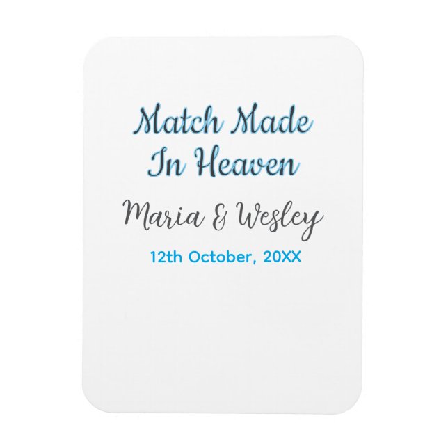 Íman Match made in heaven blue black couple name date (Vertical)