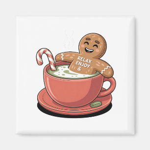 Íman Matcha Natal Biscoito de Gengibre Latte Bebida Ver