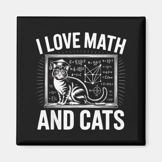 Íman Math Cat Lover Funny Math Teacher I Love Math And  (Frente)