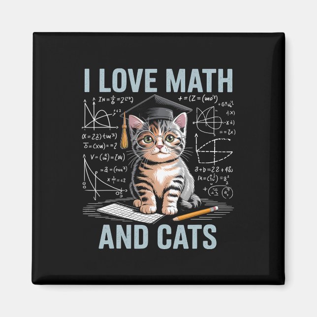 Íman Math Cat Lover Funny Math Teacher I Love Math And  (Frente)