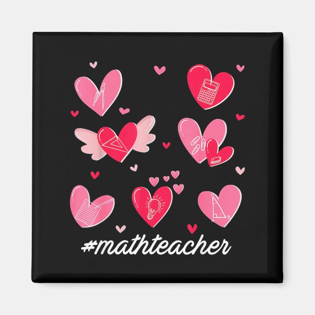 Íman Math Teacher Heart Valentines Day Mathematics Teac (Frente)