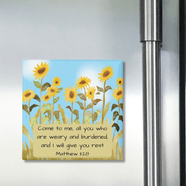 Íman Matthew 11:28 Bible Verse Sunflower (Criador carregado)