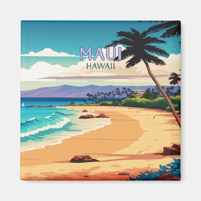 Íman Maui Hawaii Kaanapali Beach Vintage Retro (Frente)