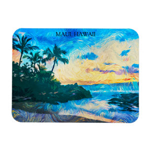 Íman Maui Hawaii Oil Paint Illustration viagem