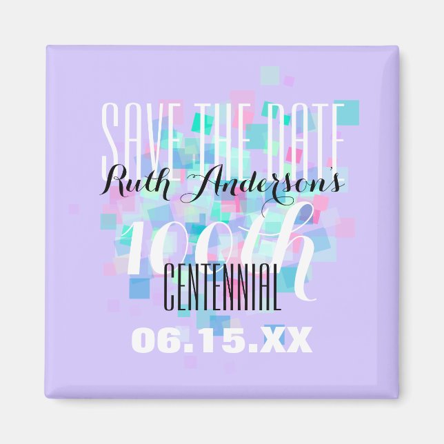 Íman Mauve Save the date Centennial Personalised Magnet (Frente)