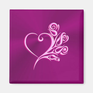 Íman Mauve Stylized Heart and Rosas, efeito emboscado