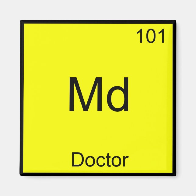 Íman Md - Símbolo de Elemento de Química Médica Engraça (Frente)