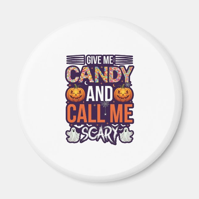 Íman Me Dê Doces Chamada Assustadora Abóbora de Hallowe (Frente)
