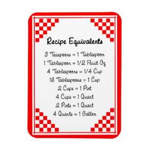 Íman Measurement Equivalents Red Checks Kitchen Helper