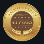Íman Medalha Dourada de Celebração de Quarenta Anos<br><div class="desc">Celebração de quarenta anos de prêmio de ouro com uma coroa de louros.</div>