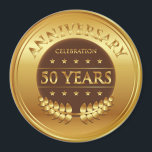 Íman Medalha Dourada de Celebração dos 50 Anos<br><div class="desc">Vinte e cinco anos de celebração de prêmio de ouro com uma coroa de louros.</div>