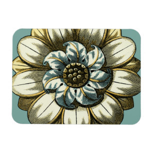 Íman Medalha Floral Ornamentado sobre fundo azul claro