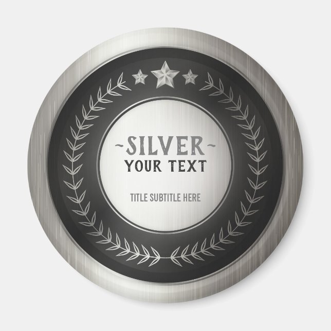 Íman MEDALHA Prata Campeão DIY IMPRESSÃO PERSONALIZADA  (Frente)