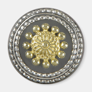 Íman Medalhão de Prata e Dourado