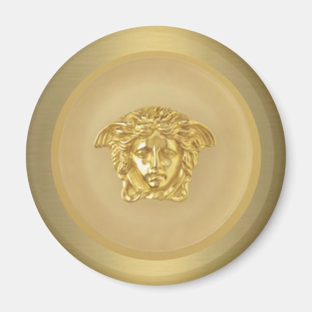 Íman Medalhão Dourado Medusa (Frente)