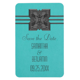 Íman Medallion Border Imã salve a data, Aqua