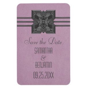 Íman Medallion Border Imã salve a data, Lilac