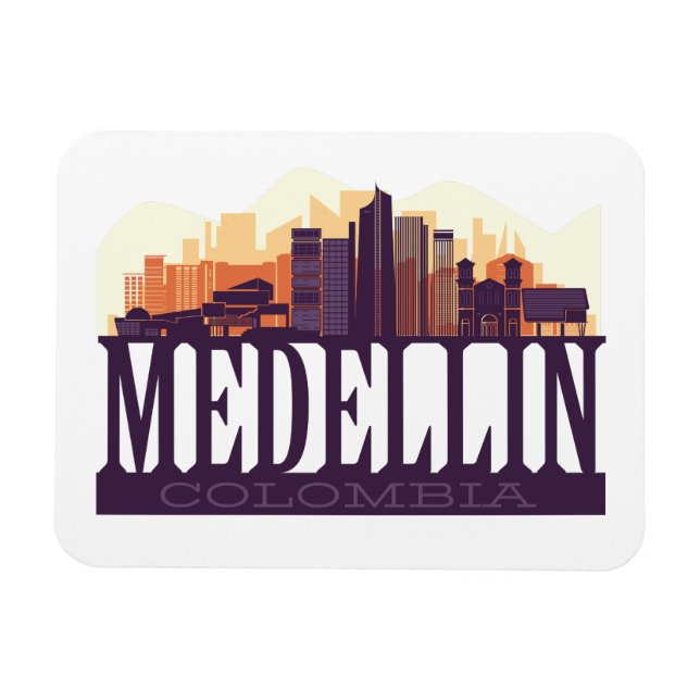 Íman Medellin Colombia Skyline City Souvenir (Horizontal)