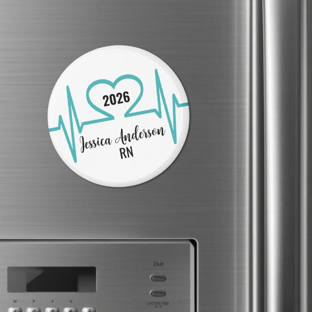 Íman Médico Enfermeira Médico (Cute Graduation Heart Beat Doctor Nurse Medical Magnet)