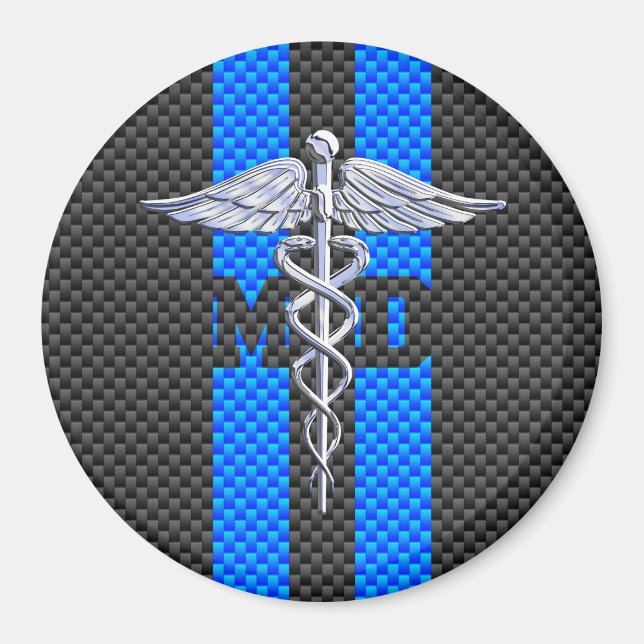 Íman Médico MD Caduceus em Decor de Fibra de Carbono (Frente)