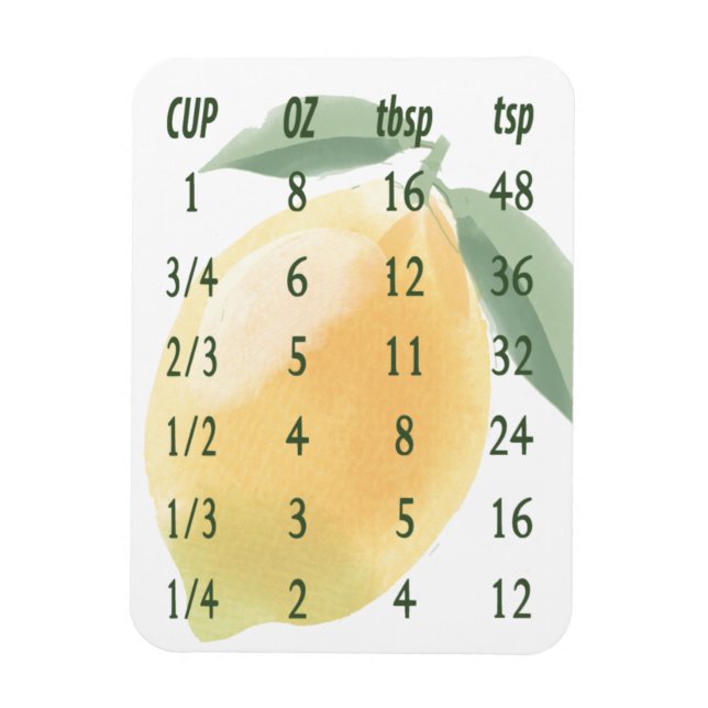 Íman Medições Comuns Da Cozinha Limão De Aquarela (Vertical)