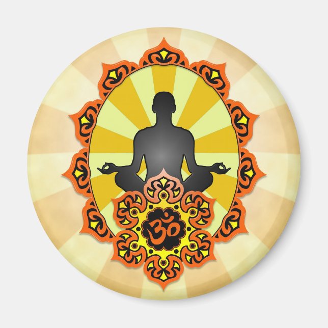 Íman Meditação Yoga Aum, laranja e amarelo (Frente)