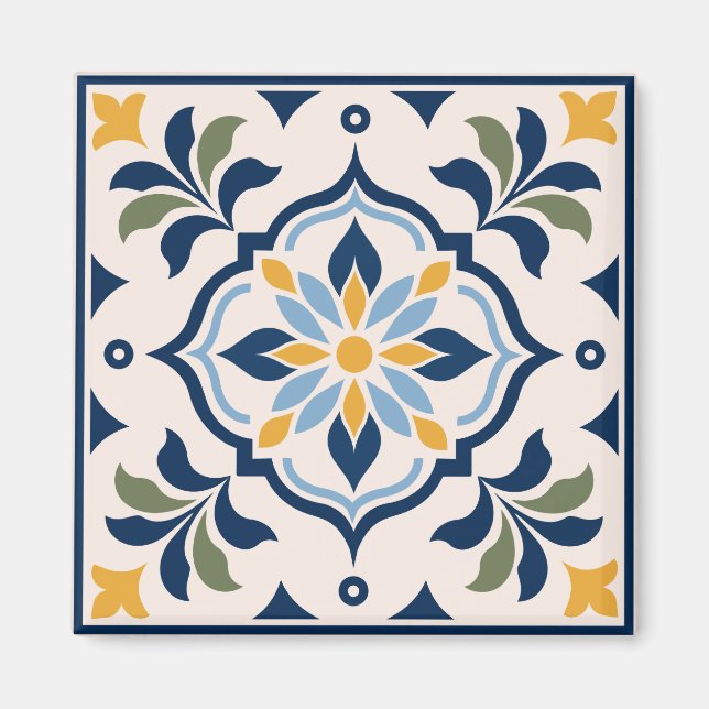 Íman Mediterranean Floral Tile Pattern (Frente)