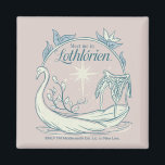 Íman Meet me in LOTHLORIEN™ - Swan Boat<br><div class="desc">Drift into the timeless beauty of Middle-earth™ with this enchanting Lord of the Rings™ design inspired by Lothlórien™. Featuring an elegant Elven swan boat gliding across tranquil waters beneath a radiant star, the artwork captures the serenity and starlit magic of the Golden Wood. Framed by delicate leaves and graceful linework,...</div>