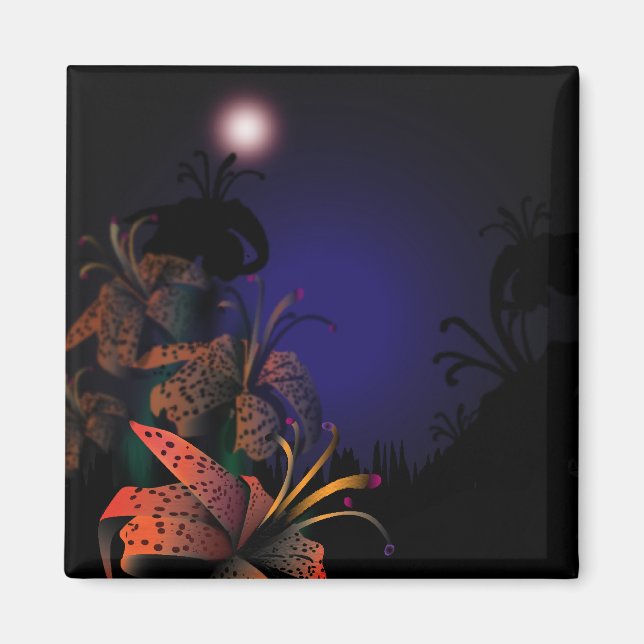 Íman Meia-noite imã de geladeira Lillies (Frente)
