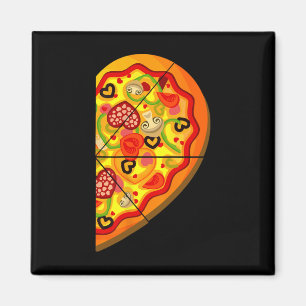 Íman Meia Pizza Corações Corações Bonitos Válvula Casal