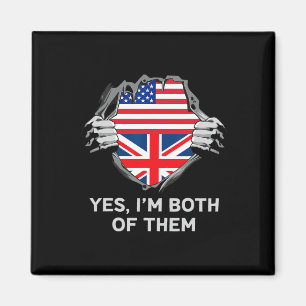 Íman Meio Americano Meio Britânico Bandeira EUA Inglate