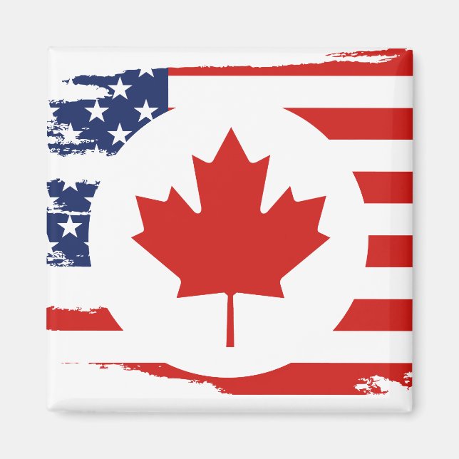 Íman Meio canadense americano: Canadá EUA Maple Leaf Fl (Frente)